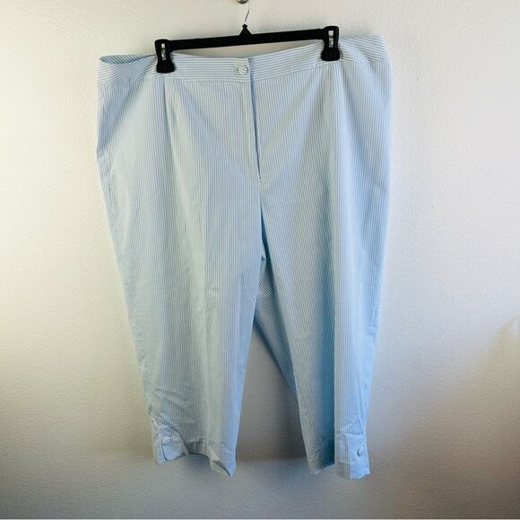 Dress Barn Blue White Striped Lined Wide Leg Pants Size 24 - Picture 1 of 5